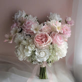 Artificial Bridal Bouquet White Pink Rose Bouquet